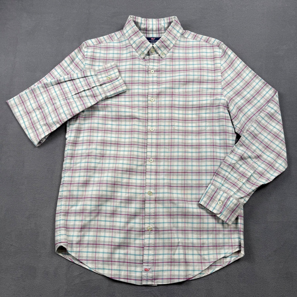 Vineyard Vines Slim Fit Murray Shirt Cotton Blend Quiet Luxury Preppy Plaid M